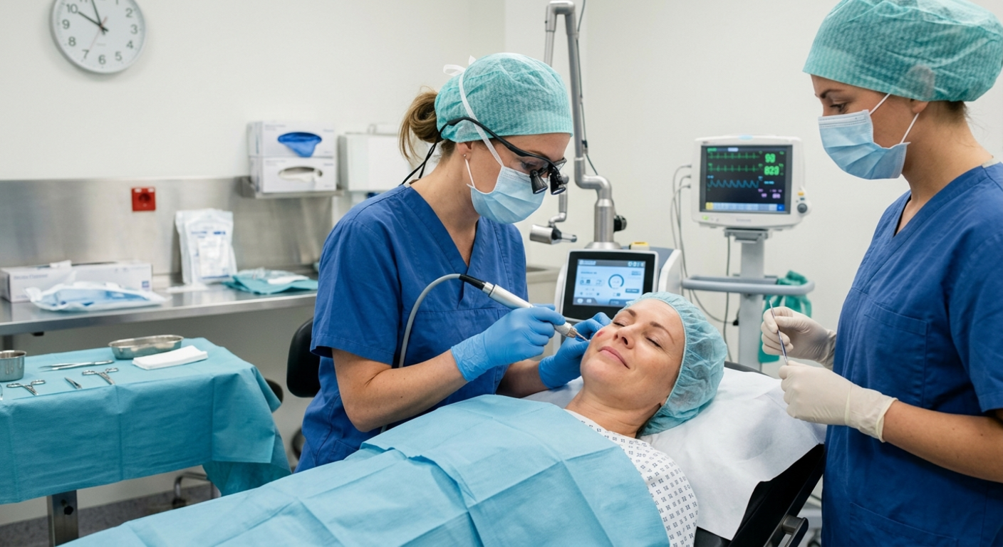 Dermatosurgery procedure in clinic